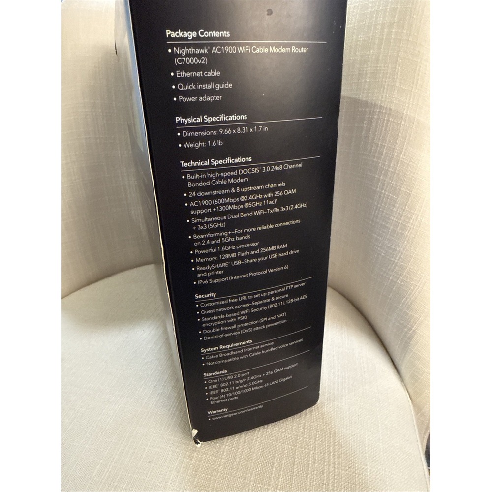 NETGEAR Nighthawk AC1900 4 Wireless WiFi 5 Router Modem C7000v2 - Picture 14 of 16